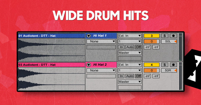 Creating wide drum hits