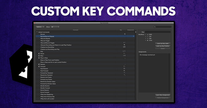Custom key commands in your DAW